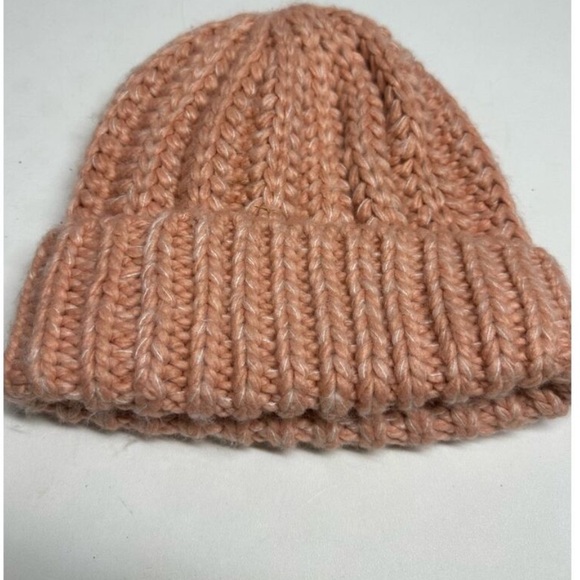 The North Face Rhodina Beanie Hat Chunky Knit Pink OS Acrylic Fold Cuff Women's - Picture 3 of 6